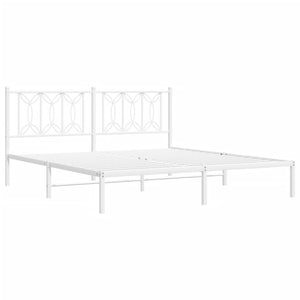 Sängram med huvudgavel metall vit 183x213 cm