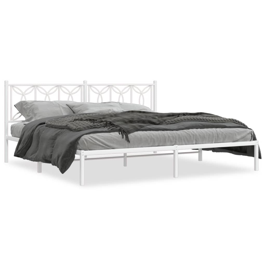 Sängram med huvudgavel metall vit 193x203 cm