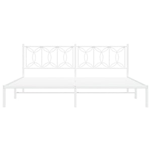 Sängram med huvudgavel metall vit 193x203 cm