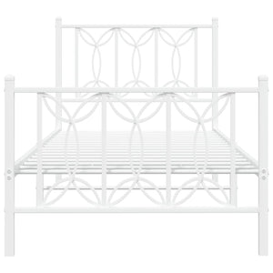 Sängram med huvudgavel och fotgavel vit metall 75x190 cm