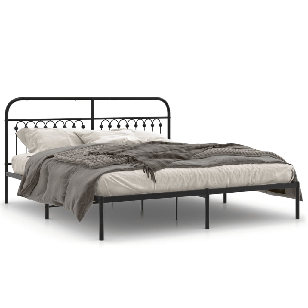 Sängram med huvudgavel metall svart 183x213 cm