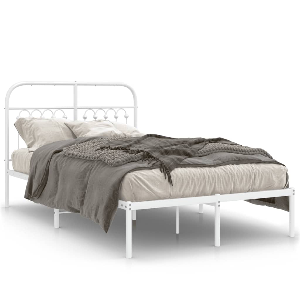 Sängram med huvudgavel metall vit 120x190 cm