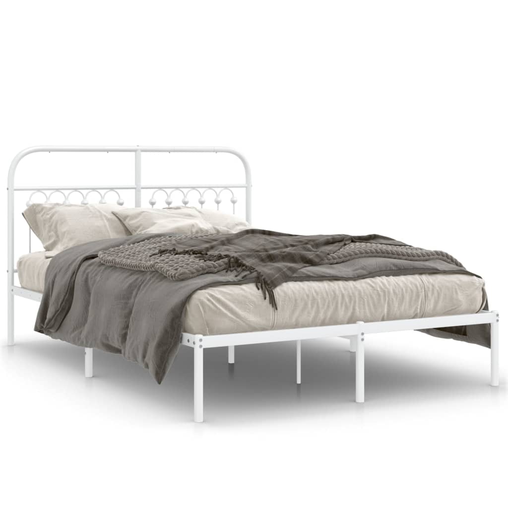 Sängram med huvudgavel metall vit 135x190 cm