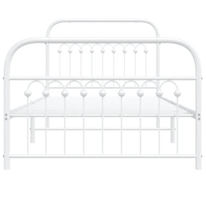 Sängram med huvudgavel och fotgavel vit metall 100x190 cm