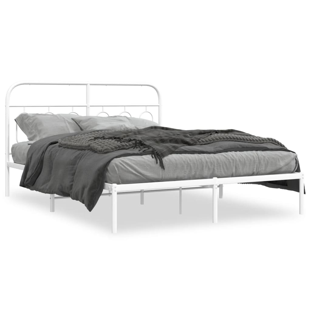 Sängram med huvudgavel metall vit 135x190 cm