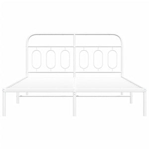 Sängram med huvudgavel metall vit 150x200 cm