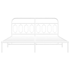 Sängram med huvudgavel metall vit 193x203 cm
