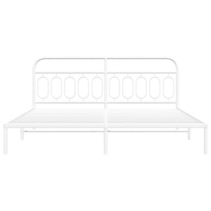 Sängram med huvudgavel metall vit 200x200 cm