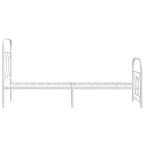 Sängram med huvudgavel och fotgavel vit metall 75x190 cm