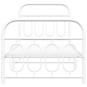 Sängram med huvudgavel och fotgavel vit metall 80x200 cm