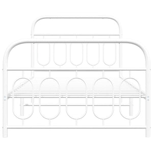 Sängram med huvudgavel och fotgavel vit metall 100x190 cm