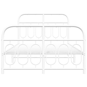 Sängram med huvudgavel och fotgavel vit metall 120x190 cm