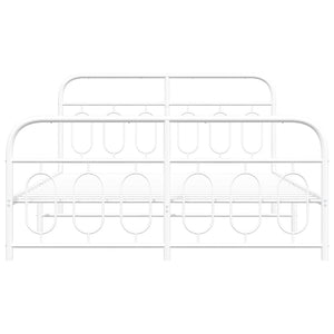 Sängram med huvudgavel och fotgavel vit metall 140x190 cm