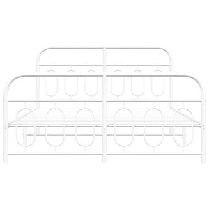 Sängram med huvudgavel och fotgavel vit metall 150x200 cm