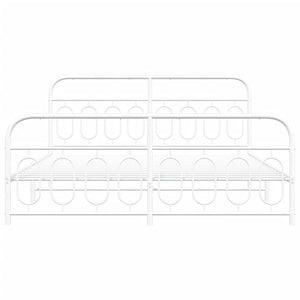 Sängram med huvudgavel och fotgavel vit metall 183x213 cm