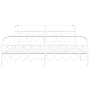 Sängram med huvudgavel och fotgavel vit metall 200x200 cm