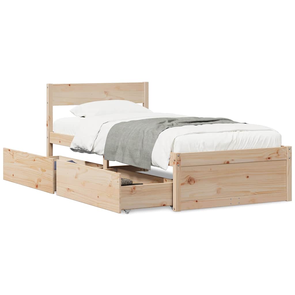 Sängram utan madrass 90x190 cm massiv furu