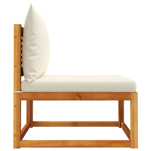 Trädgårdssoffa utan armstöd med kuddar trä akacia och rotting