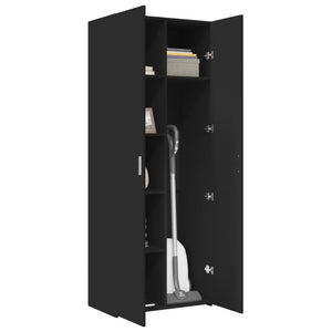 Högskåp svart 70x42,5x185 cm konstruerat trä