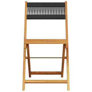 Caféset 3 delar svart polypropen och massivt trä