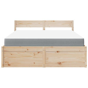 Sängram med lådor och madrass 160x200 cm massiv furu