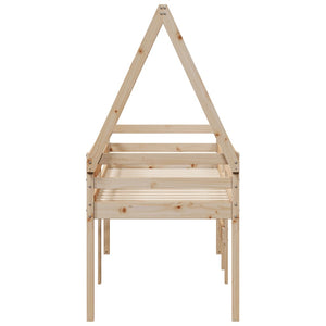 Hög säng med tak 80x200 cm massiv furu