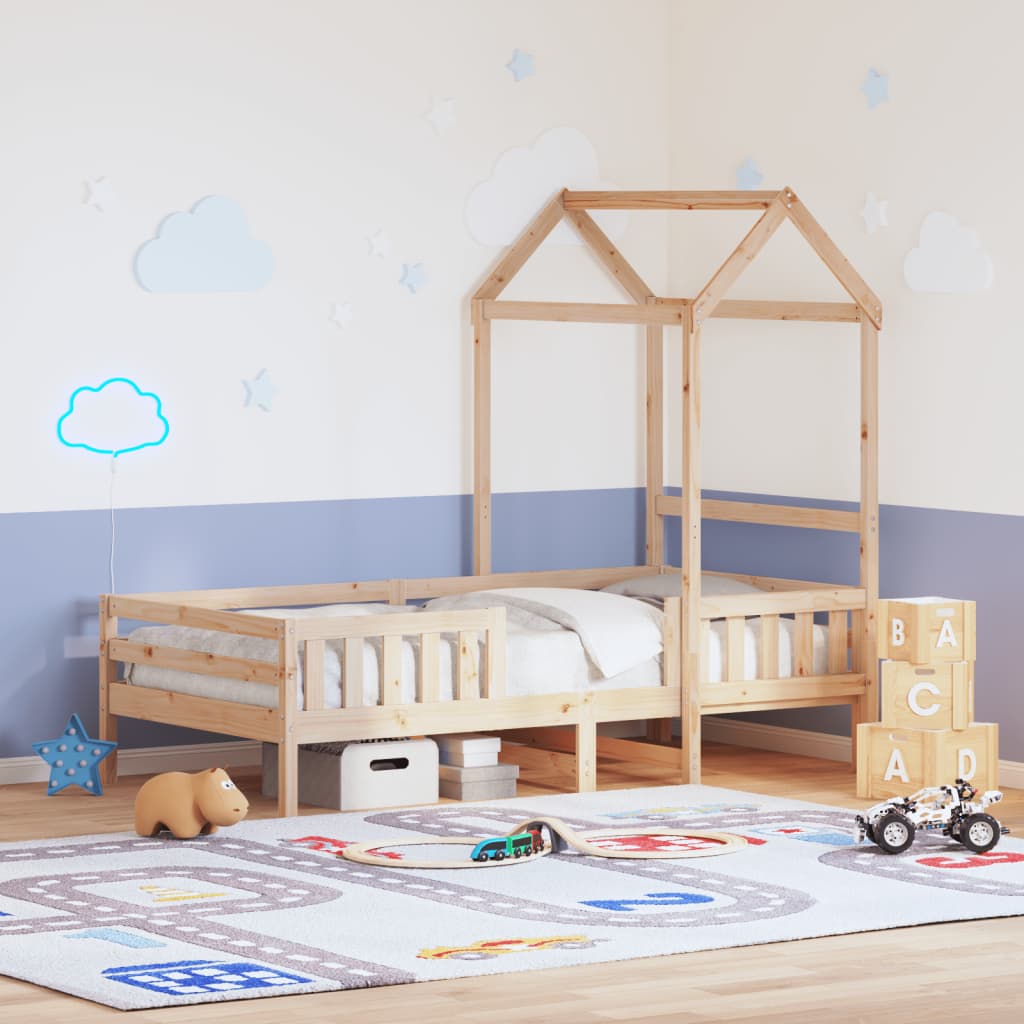Sängram med tak 75x190 cm massiv furu