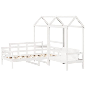 Dagbädd med bänk och tak vit 80x200 cm massiv furu