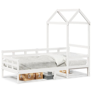 Dagbädd med tak vit 80x200 cm massiv furu