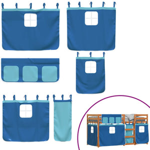 Loftsäng med rutschkana blå 90x200 cm massiv furu