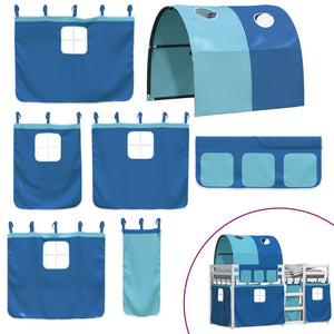 Loftsäng med rutschkana blå 90x190 cm massiv furu