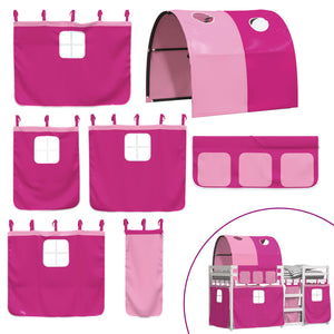 Loftsäng med rutschkana rosa 90x190 cm massiv furu