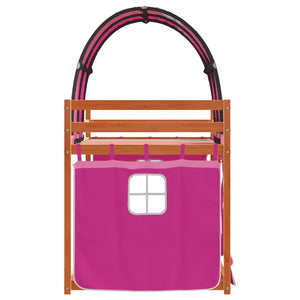 Loftsäng med rutschkana rosa 90x200 cm massiv furu