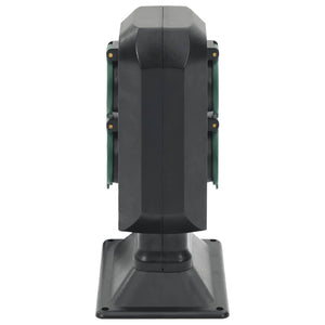 Utomhusuttag med spett 4-vägs svart&grönt 15,5x11x24 cm