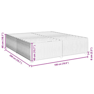 Sängram utan madrass ljusgrå 180x200 cm sammet