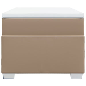 Ramsäng med bäddmadrass cappuccino 90x190 cm konstläder