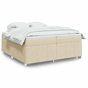 Ramsäng med madrass gräddvit 200x200 cm tyg