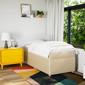 Ramsäng med madrass gräddvit 90x190 cm tyg