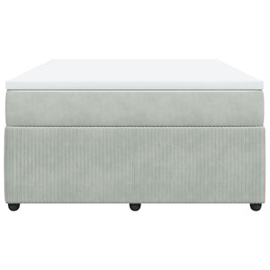 Ramsäng med madrass ljusgrå 140x190 cm sammet