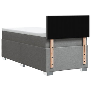 Ramsäng med madrass ljusgrå 90x200 cm tyg