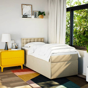 Ramsäng med madrass gräddvit 90x200 cm tyg