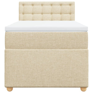 Ramsäng med madrass gräddvit 90x200 cm tyg