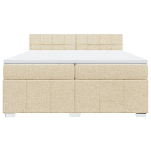 Ramsäng med madrass gräddvit 200x200 cm tyg