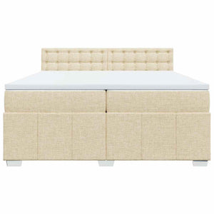 Ramsäng med madrass gräddvit 200x200 cm tyg