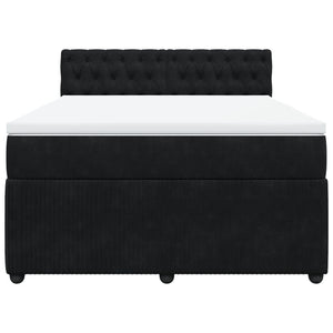 Ramsäng med madrass svart 140x200 cm sammet