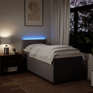 Ramsäng med madrass taupe 90x190 cm tyg