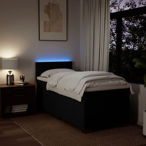 Ramsäng med madrass svart 90x190 cm tyg