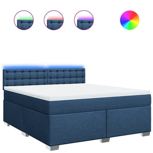 Ramsäng med madrass blå 180x200 cm tyg