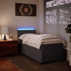 Ramsäng med madrass grå 80x200 cm konstläder