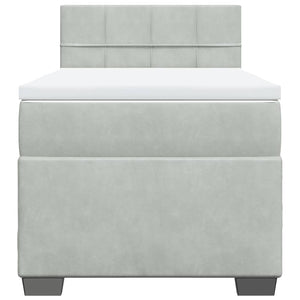 Ramsäng med madrass ljusgrå 80x200 cm sammet